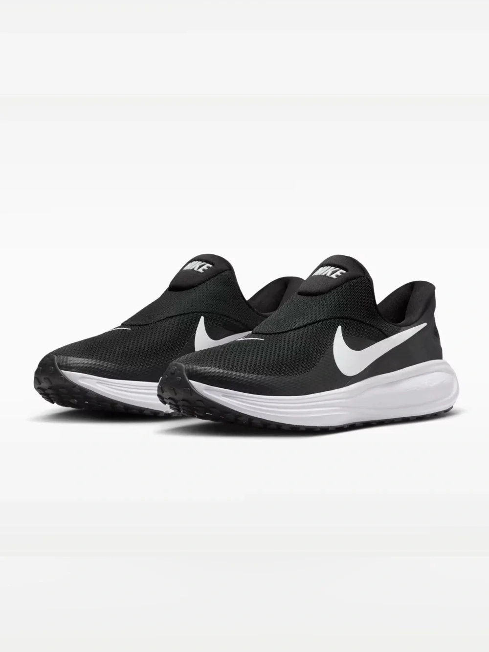Nike Men’s Black and White Slip-On Running Shoes